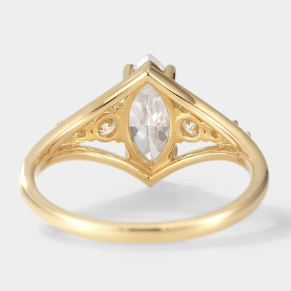 Unique Marquise Cut Moissanite Engagement Ring