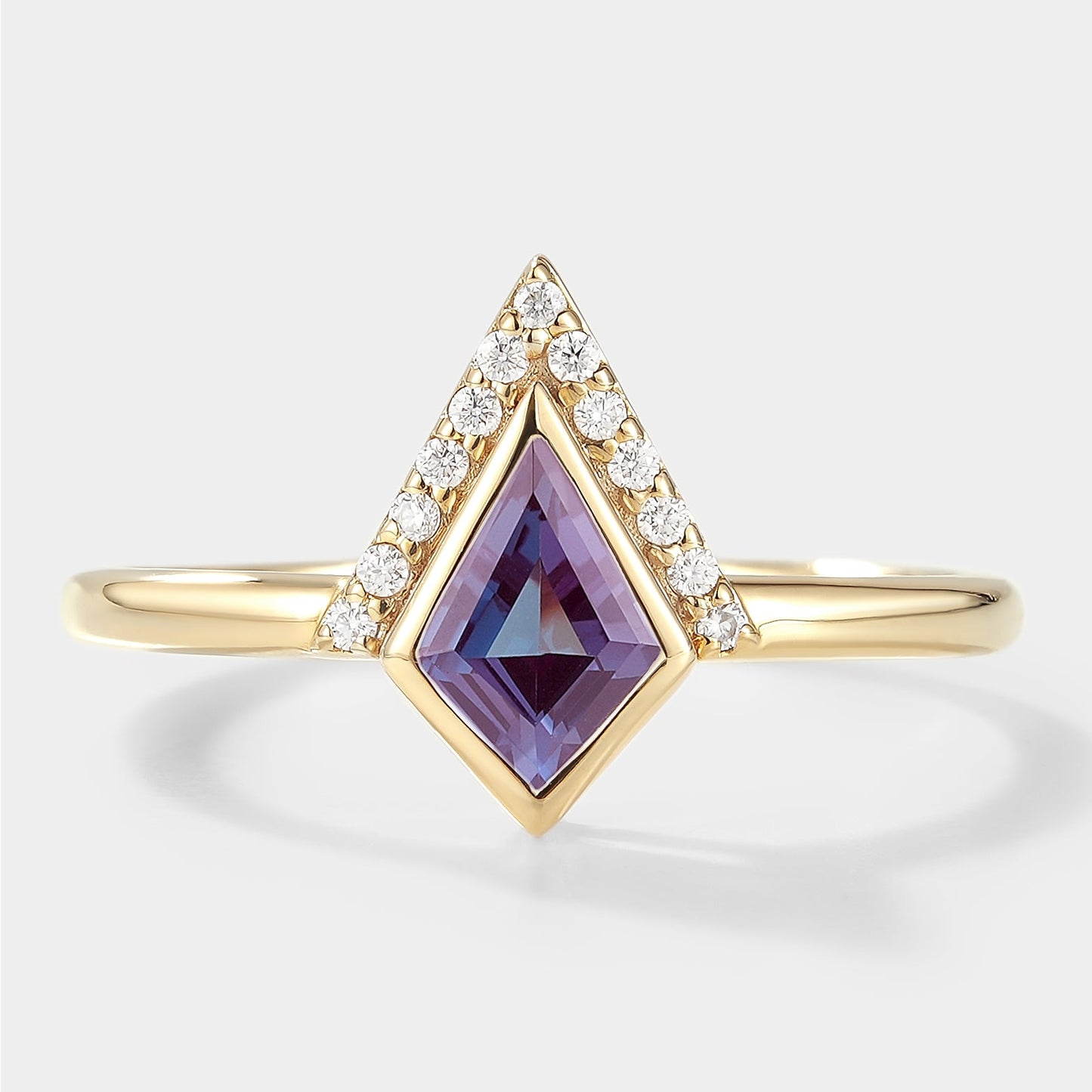 Unique Kite Shape Alexandrite Engagement Ring