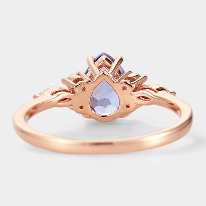 Pear Cut Cornflower Sapphire Engagement Ring