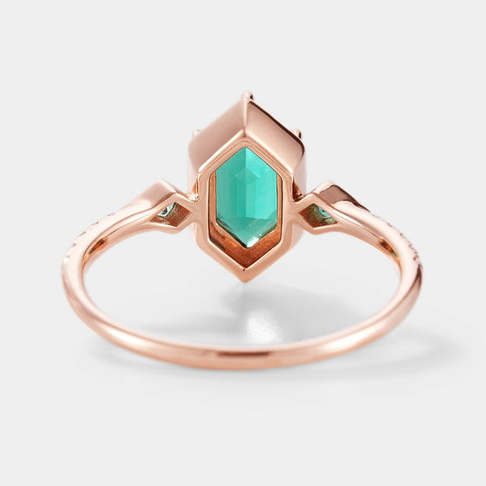 Custom Kite Cut Lab Padparadscha Engagement Ring with Alexandrite Accent Stone For Lauren Maddox