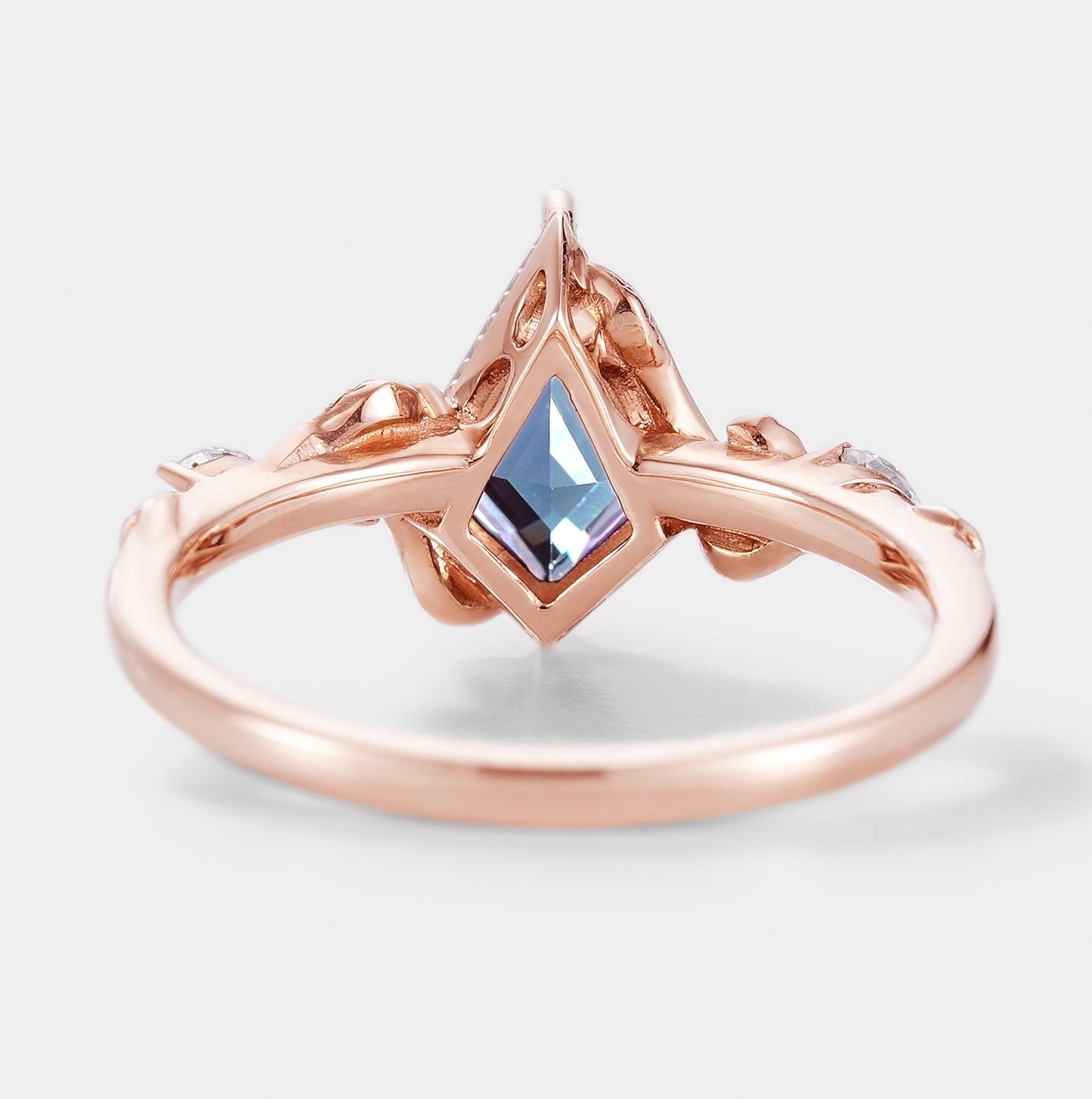 Unique Kite Cut Alexandrite Leafy Engagement Ring