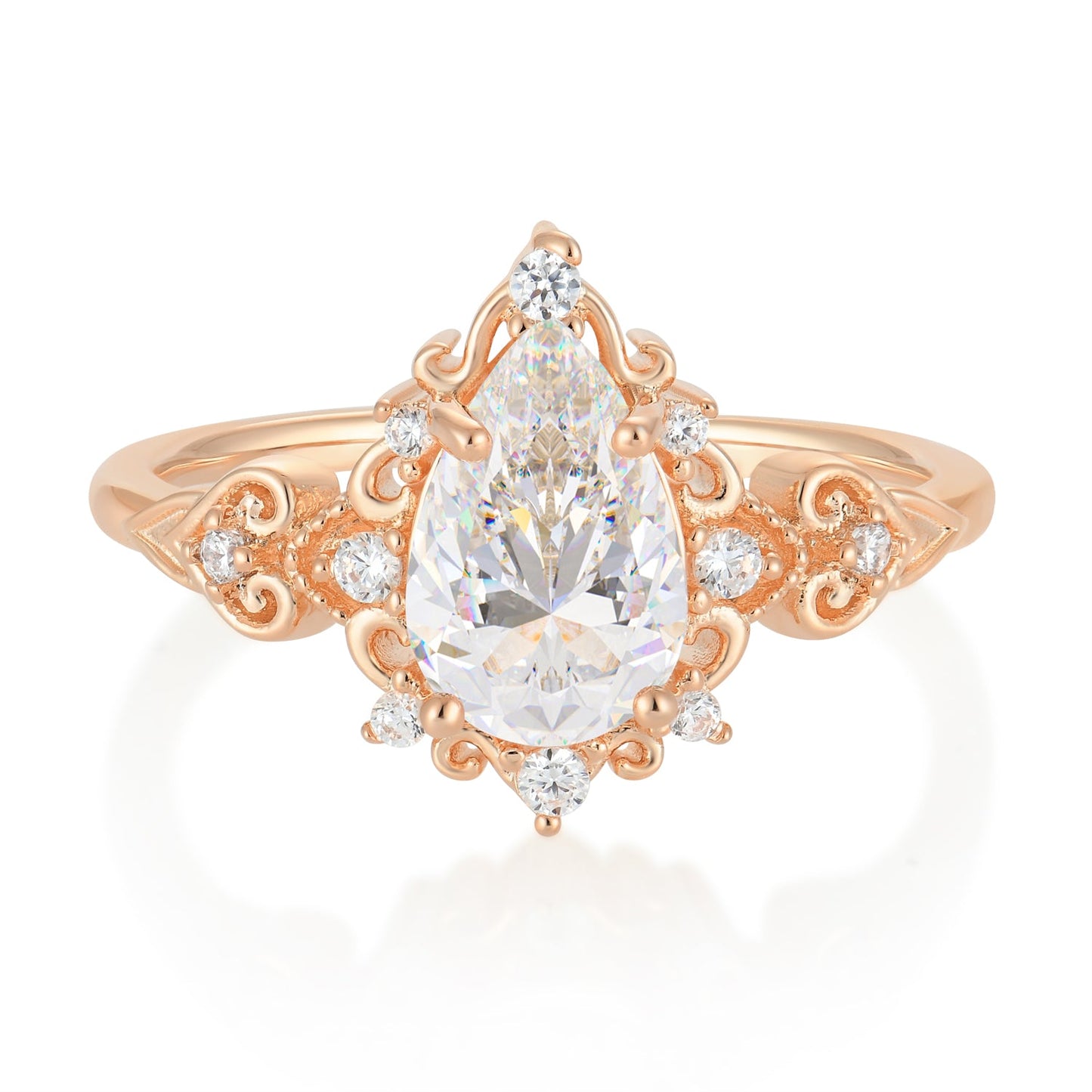 Luxury 4 Prong Pear Cut Moissanite Stackable Ring