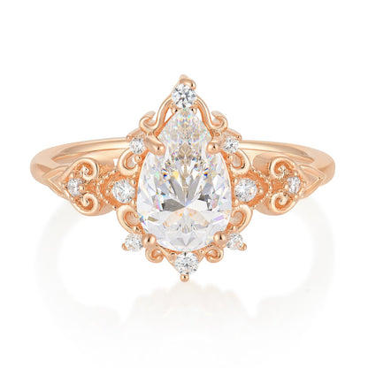 Luxury 4 Prong Pear Cut Moissanite Stackable Ring