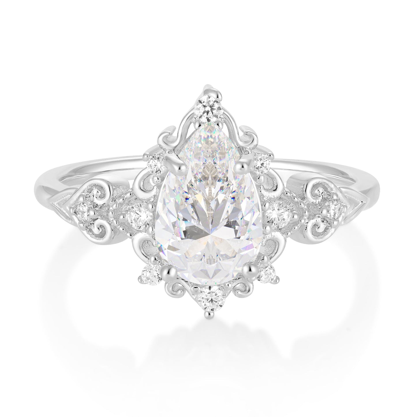 Luxury 4 Prong Pear Cut Moissanite Stackable Ring