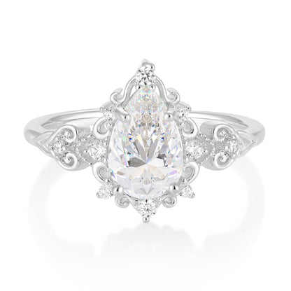 Luxury 4 Prong Pear Cut Moissanite Stackable Ring