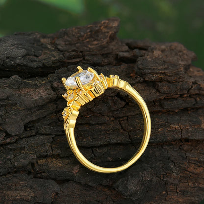 Luxury 4 Prong Pear Cut Moissanite Stackable Ring