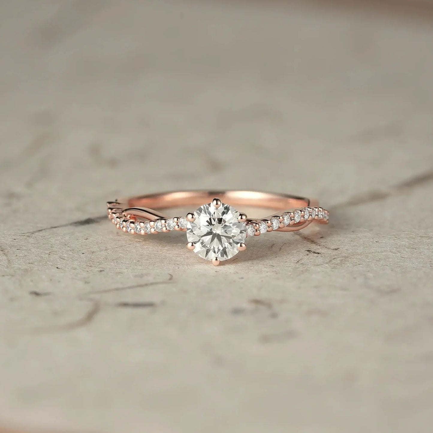 Twist Solitaire Lab Grown Diamond Engagement Ring - Lena