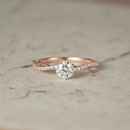 Twist Solitaire Lab Grown Diamond Engagement Ring - Lena