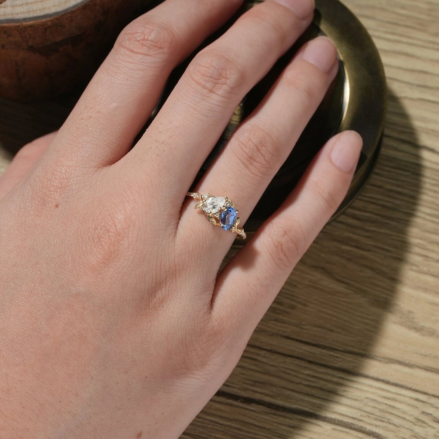 Two - Stone Moissanite and Sapphire Engagement Ring-Carys