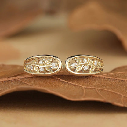 Unique Leaf Moissanite Wedding Band-Dorothea