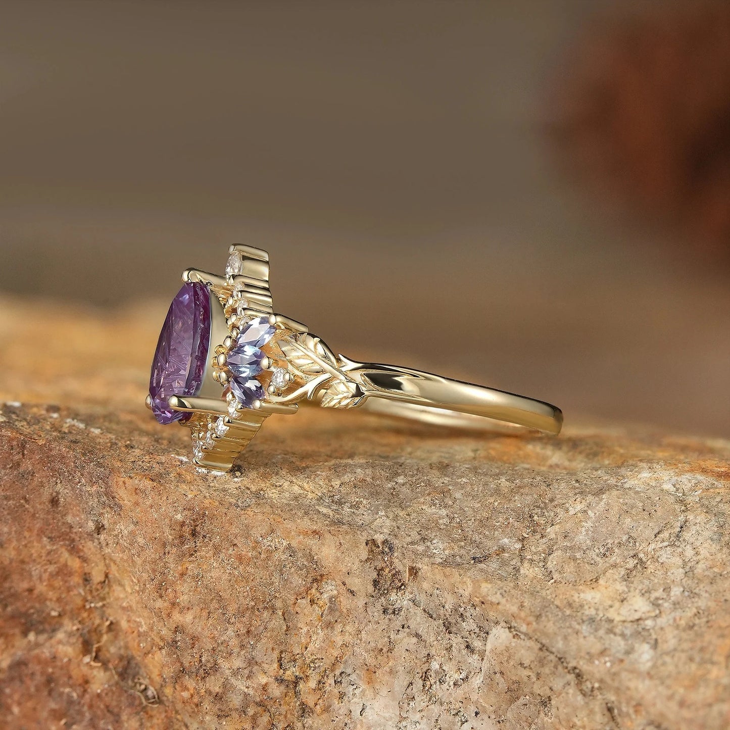 Vintage Sparkle Cut Alexandrite Halo Engagement Ring - Rowan