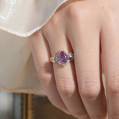 Vintage Sparkle Cut Alexandrite Halo Engagement Ring - Rowan